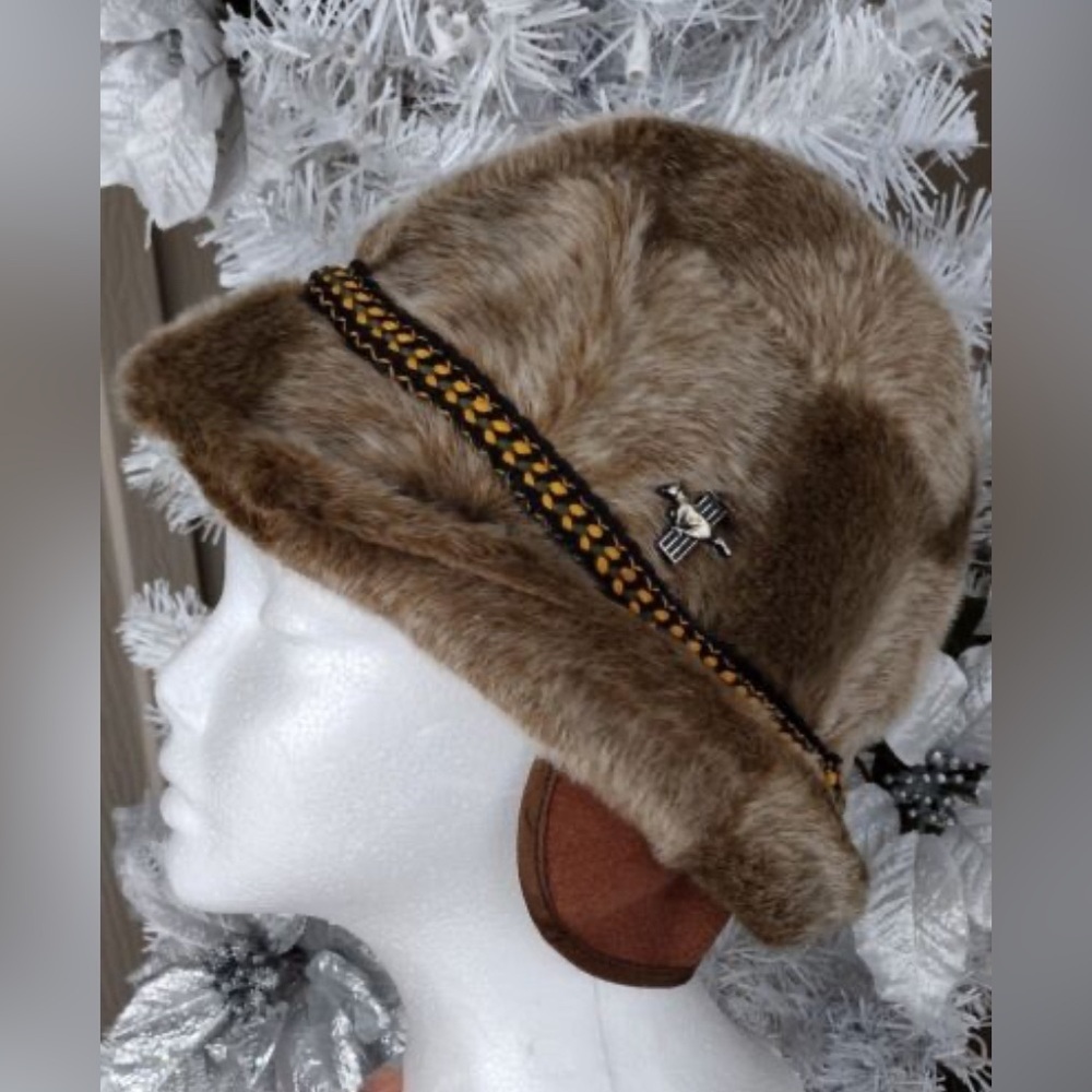 Vintage 60s Men's Winter Faux Fur Russian Style with Ear Flaps Sz Large